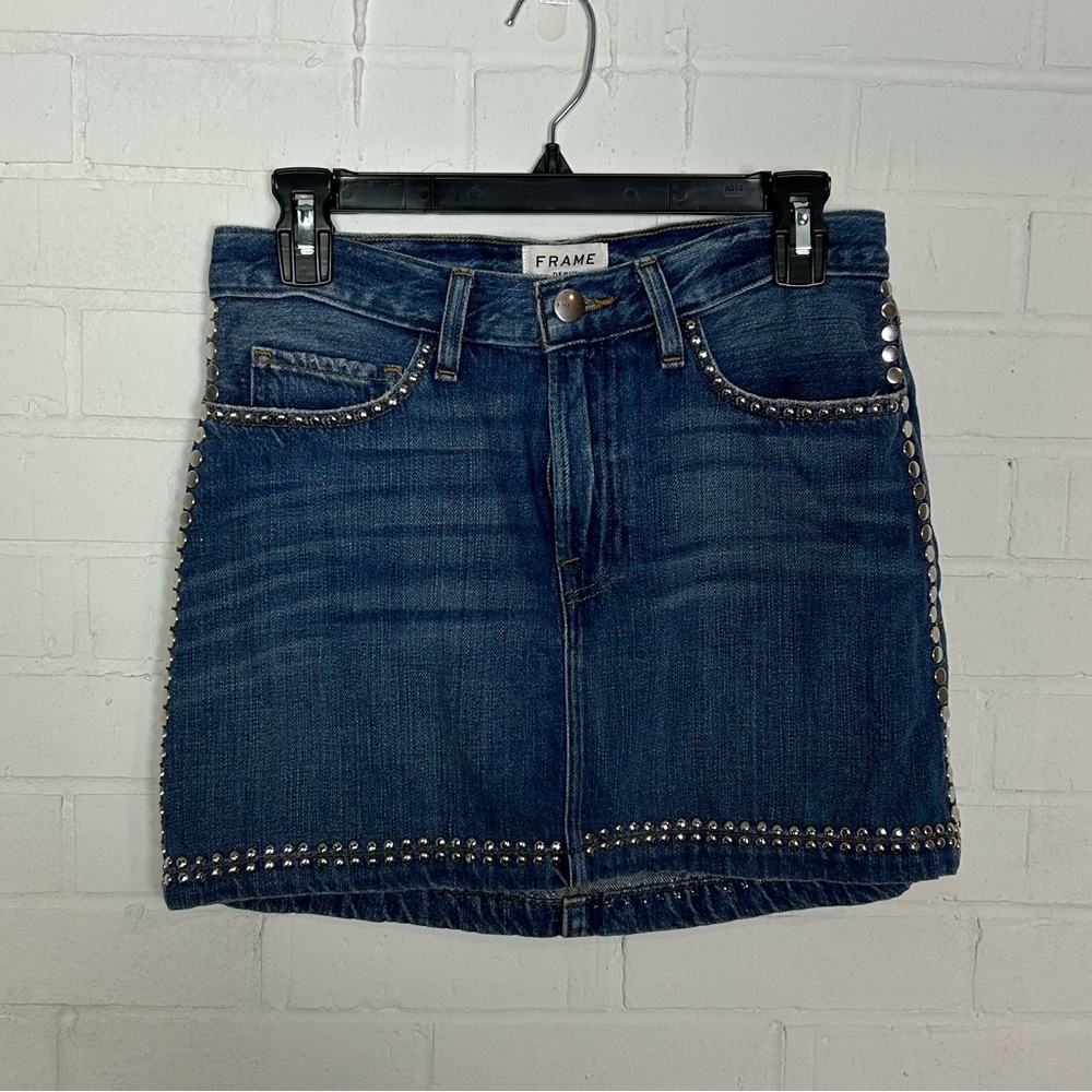 Frame Denim Stud Detailing Jean Skirt - Picture 1 of 5